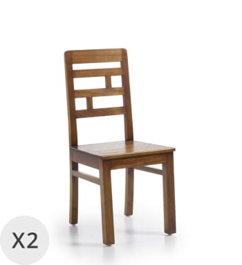 Flash - Set de 2 chaises en bois marron