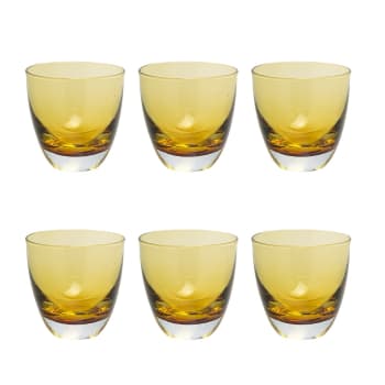 Tumbler - Lote de 6 vasos de agua de vidrio amarillo transparente h9