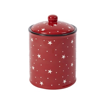 Noël - Tarro de cerámica roja y blanca h18