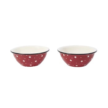 Noël - Lote de 2 cuencos de cerámica roja y blanca d14