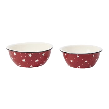 Noël - Lote de 2 cuencos de cerámica roja y blanca d20