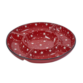 Noël - Assiette en céramique rouge et blanche D26
