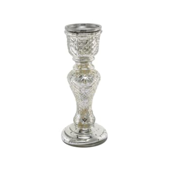 Midas - Portacandele decorativo in vetro argento e oro H31