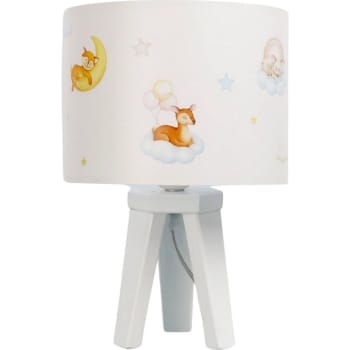 Sweet dream - Lampe de chevet enfant Tissu Blanc 22,5x22,5x33 cm