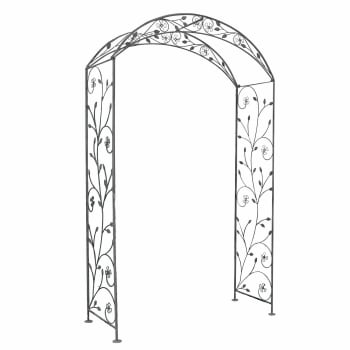 5Y0640 Arco da giardino con porta 126x44x227 cm Bianco Ferro Rotondo Arco  da giardino con cancello