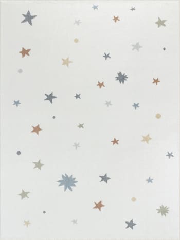 Stella - Tapis Enfant Lavable en Machine Étoiles Multicolore/Beige 120x170