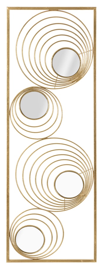 RAYS - Pannello decorativo 3D in metallo dorato e specchi cm 32x2x90