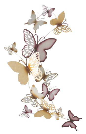 Pannello decorativo 3D in metallo dorato e specchi cm 89,5x4,5x45,5  BUTTERFLY MIRROR