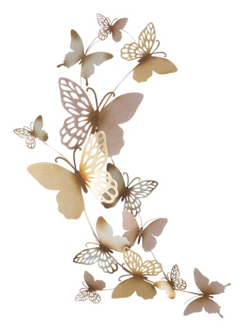 BUTTERFLIES - Pannello decorativo 3D in metallo con farfalle cm 59,5x4x111,5