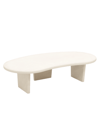 Bimba - Table basse en microciment avec trois pieds blanc cassé 120cm