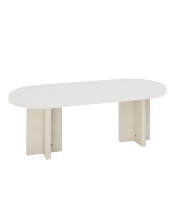 Tokyo - Table basse en microciment blanc cassé de 120x40cm