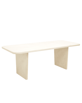 Bimba - Table à manger en microciment blanc cassé 200x75cm