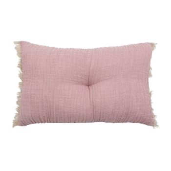 Cuscino in lino e mussola rosa