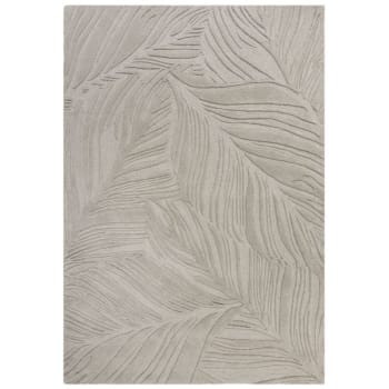 Leaf - Tapis en laine Gris effet 3D relief feuilles Lino 120 x 170
