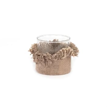 Set Da 3 Portacandele In Vetro Cavo Con Vassoio E Ciottoli - Decorazione Zen Per Matrimoni E Casa, 25,6x9,6x2,7 Cm