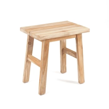 Tabouret Ancien En Bois Recyclé Bleu/vert – Fait Main