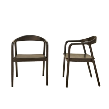 Ambre - Lot de 2 chaises en teck massif noire