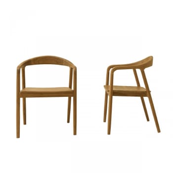 Ambre - Juego de 2 sillas de madera de teca maciza