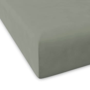BJ PURE BIO - Drap-housse 100% coton percale vert 90x200+28 cm