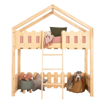 Lit cabane mi-hauteur 90x200 sommier inclus Tyler Bois - Lits cabanes/Lit  cabane mi-hauteur - petits-meubles