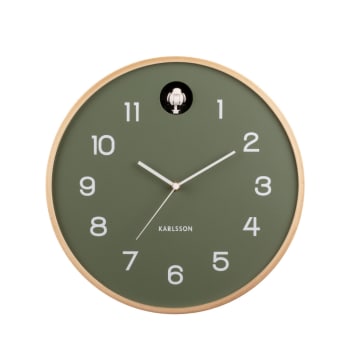 Natural cuckoo - Horloge murale ronde D31,5cm vert