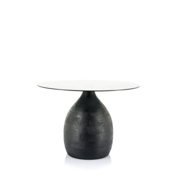 Bond - Table basse en verre et bois D60cm noir