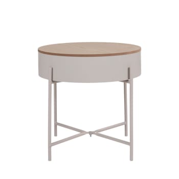 Sisco - Table d'appoint en bois et métal D40cm beige