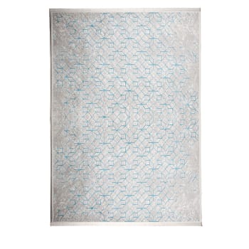 YENGA - Tapis motifs géométriques bleu et blanc  et  bleu 160x230 cm