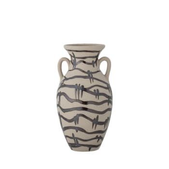 Ohana - Vase en grès céramique D16cm blanc / noir