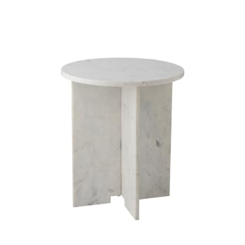 Jasmia - Table d'appoint ronde en marbre D46cm blanc