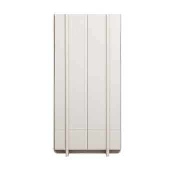 Basu - Armoire 2 portes, 1 tiroir en bois H210cm gris clair