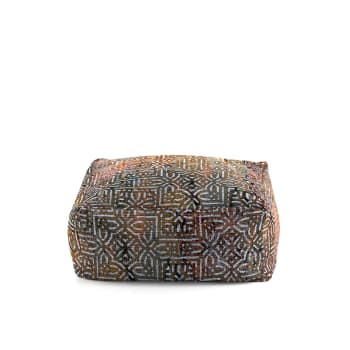 LLESCAS - Pouf carré impression digitale motifs arabesques 50x50x25 cm
