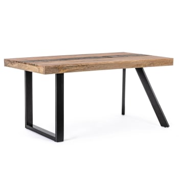 MANCHESTER - Tavolo rettangolare, gambe in acciaio, piano in legno di mango 160x90