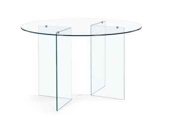 Tavolo tondo con struttura in vetro trasparente Ø 130 cm