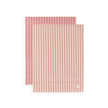 TOTAM - Set de trapos de algodón con rayas rojo 50x70