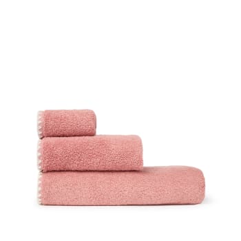 UNIMAX - Toalla baño pespunte decorativo rosa 50x90