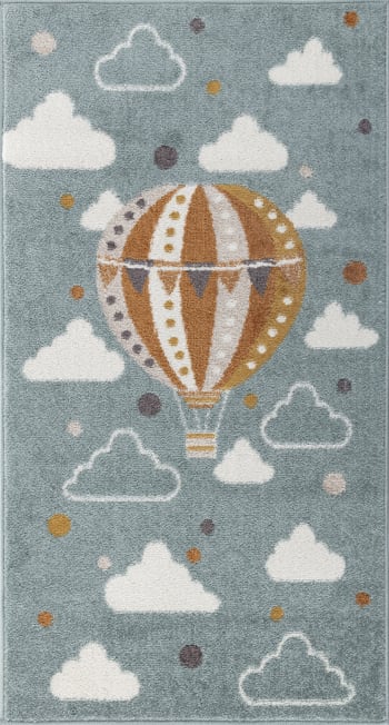 Monty - Teppich für Kinder Heißluftballon Wolken Mehrfarbig/Blau 80x150