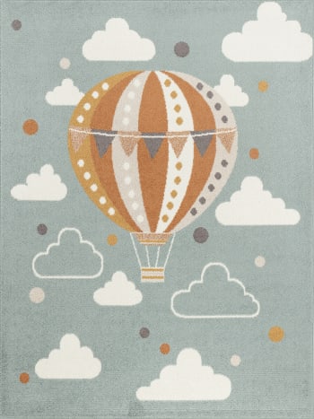 Monty - Teppich für Kinder Heißluftballon Wolken Mehrfarbig/Blau 160x213