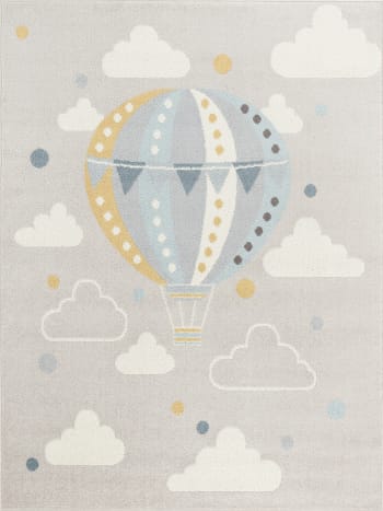 Monty - Alfombra para niños globo aerostático nubes multicolor/gris 120x170