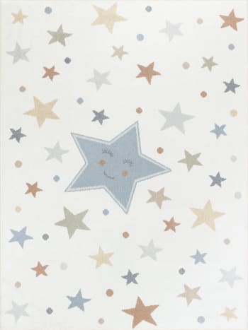 Supermama - Tapis Enfant Lavable en Machine Étoiles Multicolore/Bleu 120x170