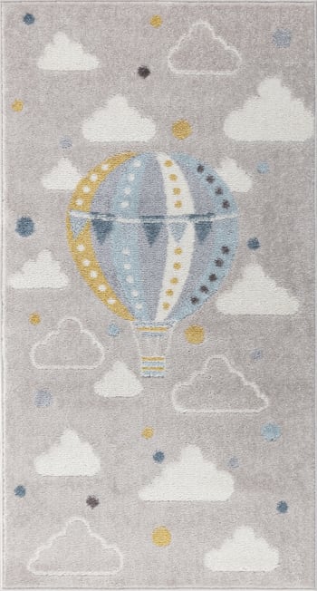 Monty - Alfombra para niños globo aerostático nubes multicolor/gris 80x150
