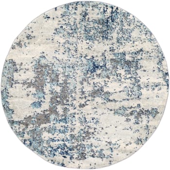 Sarah - Tapis Abstrait Moderne Bleu/Gris/Blanc Ø 160
