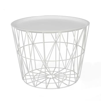 Table filaire en métal blanc 50 cm