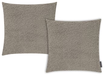 SHAWN - Housses de coussin imitation laine bouclée gris-Lot de 2-50x50