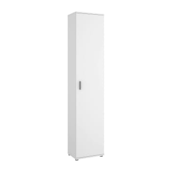 Dfuzat - Armoire polyvalente 1 porte effet bois blanc 191x35 cm