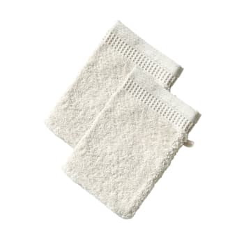 Beesponge - Lot de 2 gants de toilette 15x21 blanc craie en coton 500 g/m²