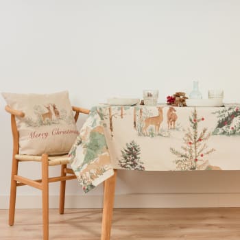 Christmas ciervo 1 - Mantel resinado antimanchas 100% algodón multicolor 140x140 cm