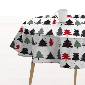 Merry christmas 14 - Mantel redondo resinado antimanchas 100% algodón multicolor 100 cm