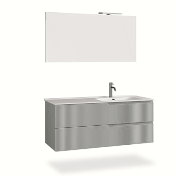 Venere - Meuble de salle de bain baignoire droit 4 pièces en MDF gris mat