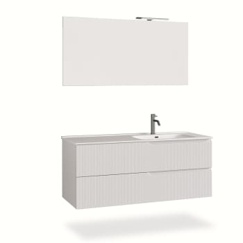 Venere - Meuble de salle de bain baignoire droit 4 pièces en MDF blanc mat